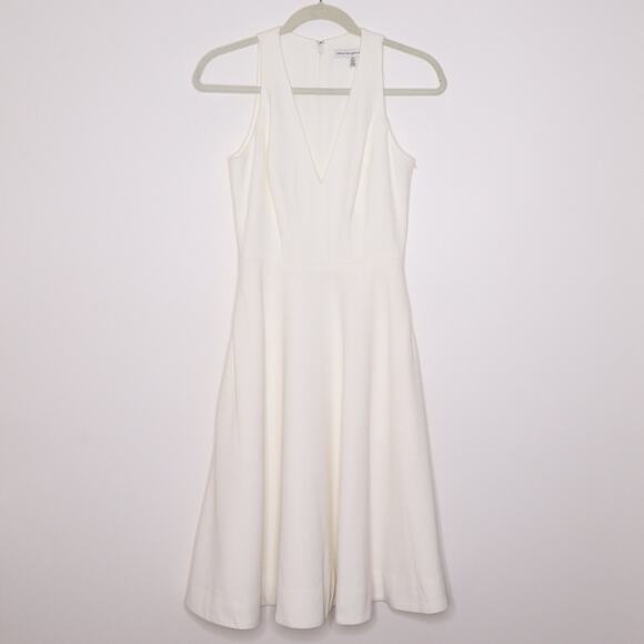 DRESS THE POPULATION Catalina Fit & Flare Dress V-Neck Off White Women's XXS - Picture 1 of 14